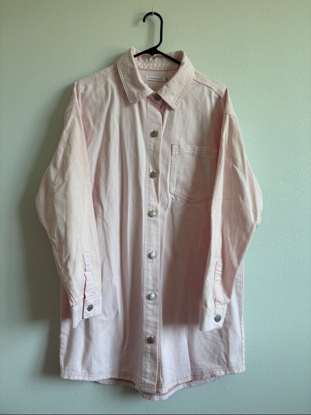 Shoe Dazzle Pastel Pink Button-Front Shirt Jacket